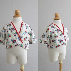 Vintage 1940s Jack-in-the-box Print Bed Jacket Baby Size 6 months XS Extra Small